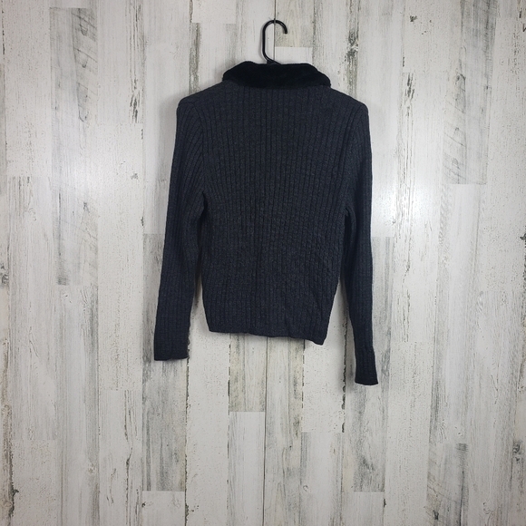 Plaza south gray, black wool blend sweater MP - Picture 4 of 12